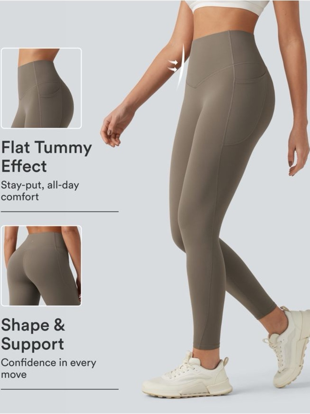 21. HALARA High-Waist Sculpting Leggings in Taupe